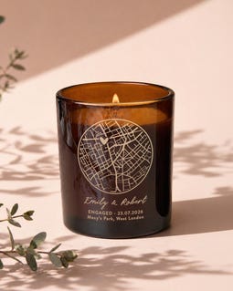 Personalised Engagement Candle with Map