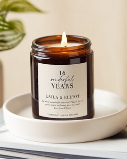Personalised 16th Anniversary Soy Candle