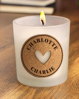 Personalised Heart Cork Label Jar Candle