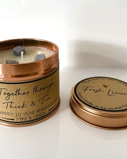 Personalised 10 Year Anniversary Tin Candle
