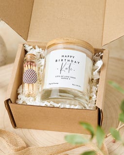 Personalised Birthday Scented Candle with Wooden Lid